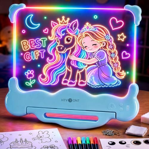 LED Drawing Board for Kids, Birthday & Christmas Gift Idea for Girls & Boys | HTVRONT 16" Rechargeable Doodle Glow, Detachable Panel, 13 Light Effects, Halloween Toys for Kids, Toys for Girls Age 4-12 — image 1