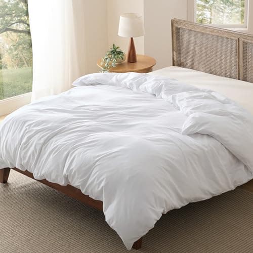 Bedsure Twin Duvet Cover Only - Prewashed Cotton-Like Polyester Soft All Season Bedding, Includes 1 Duvet Cover Twin Size 68x90 Inches with Zipper Closure, White, (No Comforter, No Pillow Shams) — image 1