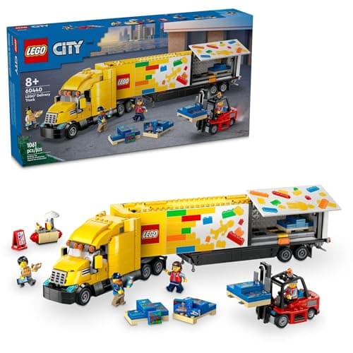 LEGO City Yellow Delivery Truck Toy - Semi Truck Building Toy for Boys & Girls, Ages 8+ Years - Gift for Birthdays - Pretend Play W/ 3 Minifigures - 60440