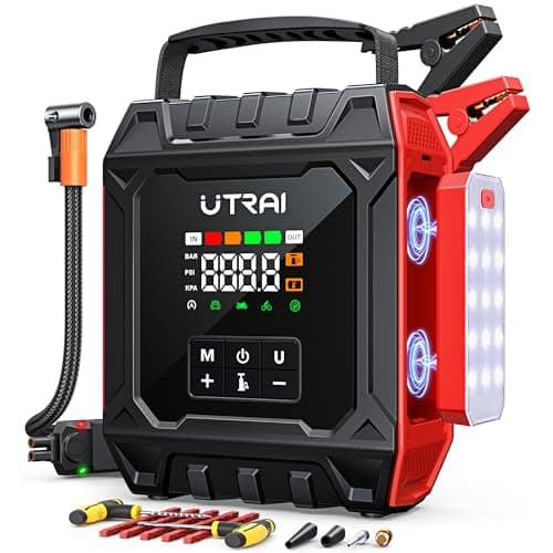 UTRAI 8000A Jump Starter with Air Compressor 160PSI,All Gas/12L Diesel, Red | Car Battery Jumper Starter, 1000LM Detachable Light, Portable Car Jump Starter, Tire Inflator, Tire Repair Kit, Power Bank — image 1