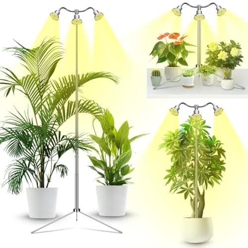 Full Spectrum Grow Lights for Indoor Plants 15-62 Inches Height Adjustable Aluminum Alloy Plant Growing Lamps with Detachable Tripod Stand, Auto On/Off Timer (Full Spectrum, Three Heads) — image 1