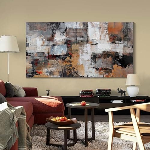Wall Art for Living Room - Abstract Canvas Wall Decor, Modern Minimalist Painting in Black and White - Framed pictures for Bedroom, Office Artwork, Brown Bedroom Wall Decor Above Bed 29×58IN — image 1