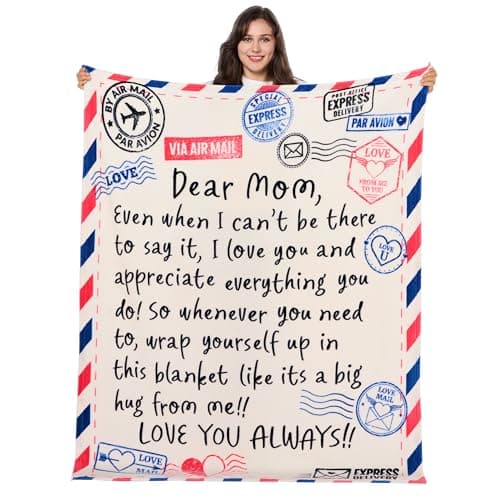 Joiedomi Mothers Day Blanket Gifts for Mom Birthday Gifts Soft Flannel Blanket for Mom Grandma from Daughter Son 50" x 60" Ivory White — image 1