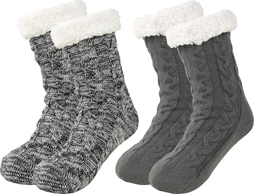 BenSorts Men Fuzzy Slipper Socks with Grippers Non Slip Indoor House Socks Christmas Gifts — image 1