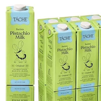 Táche Unsweetened Barista Pistachio Milk, Plant-Based Pistachio Creamer for Coffee and Lattes, Frothy, Vegan Pistachio Cream with No Added Oil, Dairy-Free Milk Alternative, (32oz, 6-Pack)