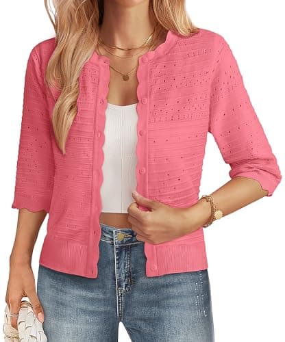 GRACE KARIN Womens 3/4 Sleeve Cardigan Sweater, Lightweight Cropped Cardigan Trendy, Dressy Casual Crochet Bolero Shrugs — image 1