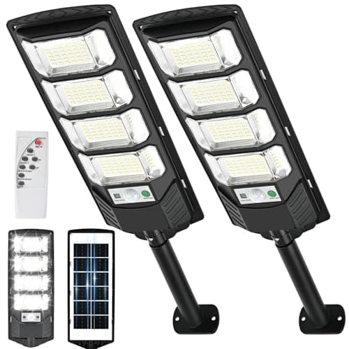 MATEPLUS Solar Lights Outdoor 2 Pack, 320° Wide Angle Street Lights Outdoor Waterproof, Solar Flood Lamp with Motion Sensor & Remote Control 12000LM for Yard, Parking Lot — image 1