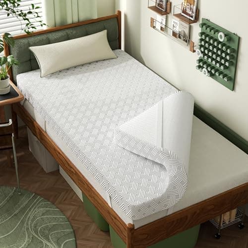 Qocismile College Dorm Room Essentials Twin XL Mattress Topper,Gel Memory Foam Mattress Topper 3 inch Twin XL Size Bed Topper,Firm Mattress Pad,Bamboo Rayon Cover Removable & Washable,Non-Slip Zipper — image 1