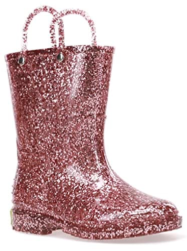 Western Chief Girl's Glitter Waterproof Rain Boot, Rose Gold, 10 Toddler