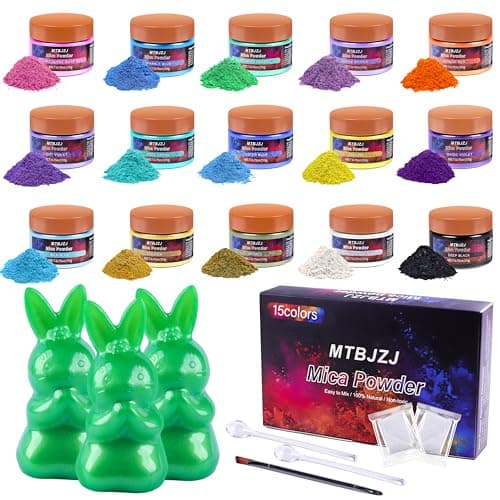 MTBJZJ Mica Powder for Resin, 15 Colors - 20g/Bottle of Epoxy Resin Color Pigment,for Candle Dye, Lip Gloss Pigment, Soap Making, Slime Colorant, Paint, Bath Bombs,Nail Polish and Eye Shadow — image 1