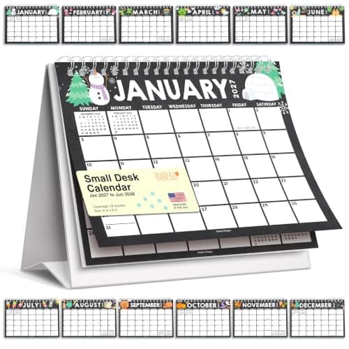 Small Desk Calendar 2027 Standing Flip - 2027 Desk Calendar Small | 18-Month Standing Desks Calendars for Home, Office & School, Mini Desks Calendars, Gifts for Coworkers, Teachers & Students — image 1
