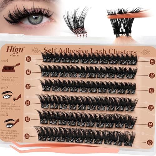 Higu clace Self Adhesive Eyelashes Volume Pre Glued lash clusters kit Mix 10-16mm, Preglued Eyelash No Glue Needed Easy to Use, DIY Eyelash clusters(AD11) — image 1