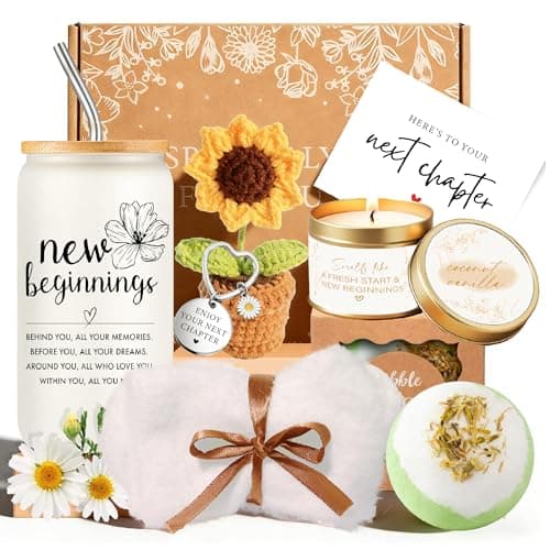 New Beginnings Gifts for Women Graduation Gift 2026 Funny Retirement for Women Happy Retirement Unique Self Care Set Inspirational Spa Box Next Chapter Keepsake Bundle Candle — image 1