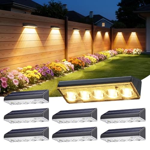 KOOPER Solar Fence Lights Outdoor Waterproof, 8 Pack Warm White & 9 Fixed Colors & Color Changing Fence Lights Solar Powered, Solar Lights Outdoor Fence for Outside Backyard Railing Patio Wall Deck — image 1