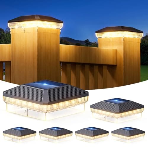 ENSLI 4x4 Solar Post Cap Lights Outdoor with 3 Modes, 6 Pack 40 LEDs Fence Post Solar Lights Outdoor Waterproof, 30 Lumens Fence Deck Post Lights Solar Powered for 4x4 3.5x3.5 Vinyl Wooden Post — image 1