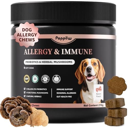 Dog Allergy Chews - Paw Licking, Seasonal Allergy & Itch Relief - Probiotics for Dogs Immune & Gut Health with Turkey Tail Mushroom, Pumpkin - Bacon Flavor - 90 Count — image 1