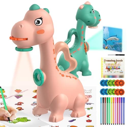 Dinosaur Drawing Projector Toys for Ages 5-7: KETIEE Tracing and Drawing Projector for Kids with Two Projector Heads, Smart Art Sketcher Projector with 96 Stencils, Toddler Toys for Girls (Pink) — image 1