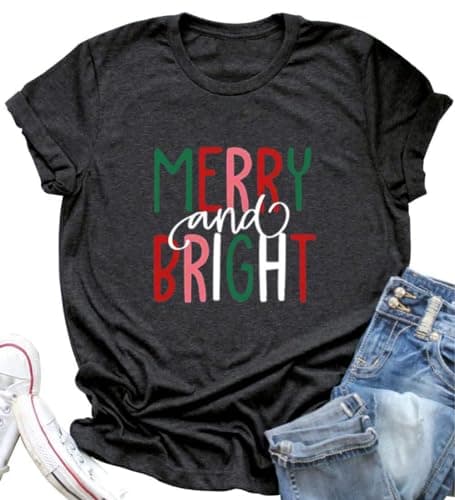 DESFSE Merry Christmas Shirts for Women Christmas Short Sleeve Tshirt Xmas Buffalo Plaid Tree Cute Graphic Print Tee Tops — image 1