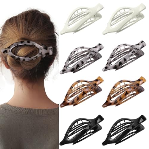 8 Pack Flat Tortoiseshell Hair Clips – French Style Matte Claw Barrettes for Women, Strong Hold Non-Slip Hair Accessories for Thick or Thin Hair, Chic Neutral Leopard Pattern — image 1
