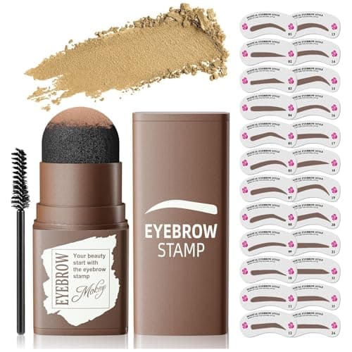 Eyebrow Stamp Stencil Kit - Eye Brow Stencil Kit for Beginners, Brow Stencil and Stamp Kit Long-lasting, Smudge-Proof & Waterproof, 24 Reusable Eyebrow Shapes Stencils for Perfect Brow (Blonde) — image 1