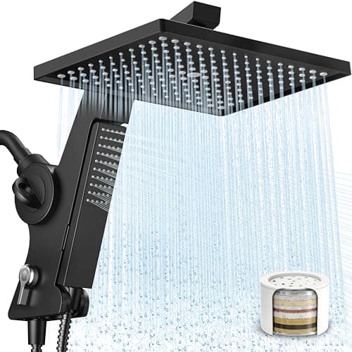 MakeFit Filtered Rain Shower Head with Handheld Combo High Pressure 12'' Rainfall Shower Heads & Hidden Detachable Wand Dual Showerhead Water Softener for Hard Water Easy Filter Replacement — image 1