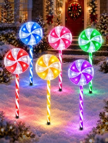 Lollipop Pathway Lights Outdoor,Christmas Candy Cane Light 6 Pack — image 1