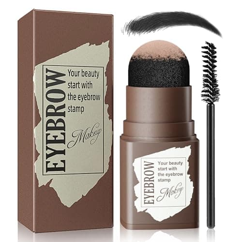 Eyebrow Stamp and Eyebrow Stencil Kit, Eyebrow Powder with 24 Reusable Eyebrow Stencils Kit for Beginners to Natural Brow, 1 Step Brow Stamp Kit Smudge-Proof & Long-lasting & Waterproof (Dark Black) — image 1