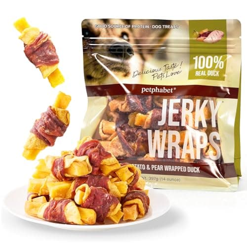 PETPHABET Duck Wrapped Sweet Potato Pear Dog Treats - Healthy Jerky Dog Chews, Rawhide Free Training Treats for Small, Medium, Large Dogs, Soft Snacks High Protein & Low Fat, Easy to Digest, 14oz — image 1