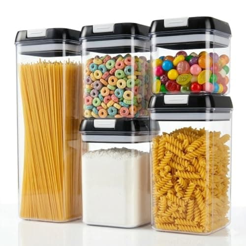 OMIO Airtight Food Storage Containers 5-Pack, BPA-Free Stackable Kitchen Canisters for Pantry Organization – Perfect for Cereal, Grains, Flour, Sugar, Snacks (1.9L, 1.2L, 0.8L x2, 0.5L) — image 1
