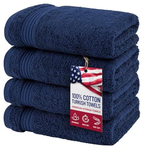 American Veteran Towel, Hand Towels for Bathroom Set of 4, 100% Cotton Turkish Hand Towel Sets, Soft Hand Face Towels, Navy Blue Hand Towels — image 1