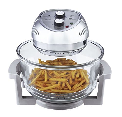 Big Boss 16Qt Large Glass Air Fryer Non Toxic – Family Sized Large Halogen Oven Cooker with 3 Cooking Sections, Stainless Steel Racks, French Fries, Chicken, No Preheat, Self Cleaning, Dishwasher Safe
