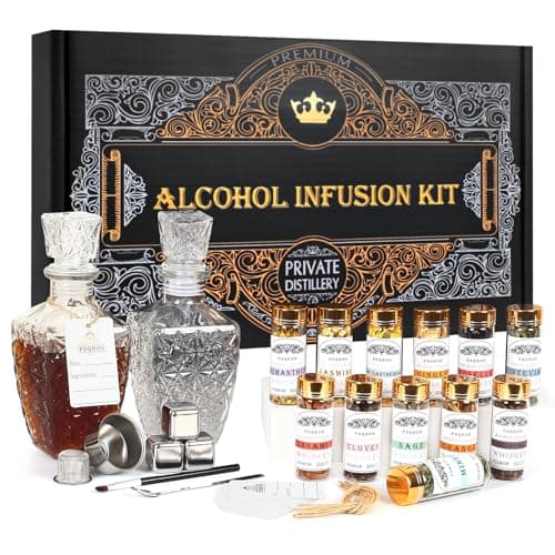 Alcohol Infusion Kit for Infusing Whiskey, Gin, Vodka, Tequila, Rum - DIY Your Own Flavored Spirits with Natural Ingredients - Anniversary, Birthday Gift for Men,Father Day Gifts,Husband
