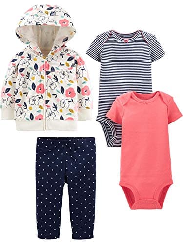 Simple Joys by Carter's Baby Girl's 4-Piece Jacket, Pant, and Bodysuit Set Pants, Floral, 18 Months