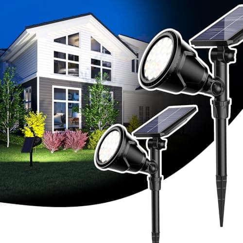 ROSHWEY Solar Spot Lights Outdoor - 600LM Spotlights Waterproof Outside Flood Lighting for Driveway Backyard Patio Garden Landscape Deck Garage (Cool White, 2 Pack) — image 1