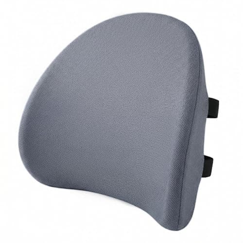 MXPOLY Lumbar Support Pillow for Office Chair & Car Seat - Temperature Stable Memory Foam for Lower Back Pain Relief, Non-Slip Back Cushion with Dual Straps for Desk Workers & Drivers (Grey) — image 1