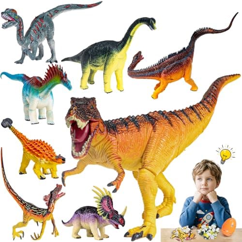 ECOHDT 8Pcs Lifelike 3D Puzzles for Kids,Dinosaur Building Toys for 5 6 7 8+ Year Old Boys Girls,Slot-Assembly Building Blocks,Dinosaur Realistic Figures Set,Educational Toys Ideal for Class,Party