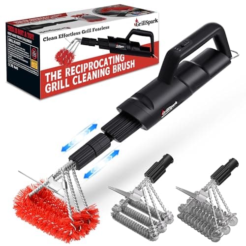 Electric Grill Brush – Long Handle, Innovative Reciprocating Motor Grill Cleaner (600/720 Strokes/min), Powerful Cleaning, 3 Interchangeable Brush Heads, Ideal BBQ Gift for Dads & Grill Lovers — image 1