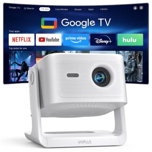 【Official Licensed Google TV】VOPLLS 4K Smart Outdoor Projector with WiFi and Bluetooth, VOPLLS Projectors with Dolby/Auto Focus, Portable Movie Phone Wireless Gaming Proyector for Bedroom (Upgrade) — image 1