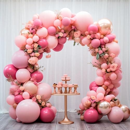 Valentines Day Decorations 155Pcs Rose Red Macaroon Pink Metallic Chrome Gold Latex Balloon Garland Arch Kit for Birthday Anniversary Wedding Romantic Bridal Shower Galentines Day Decor — image 1