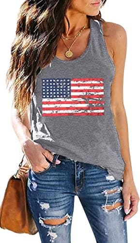 DESFSE American Flag Tank Top Women 4th of July Tanks Tops for Womens USA Flag Patriotic Shirts Vest Racerback Sleeveless Tee — image 1