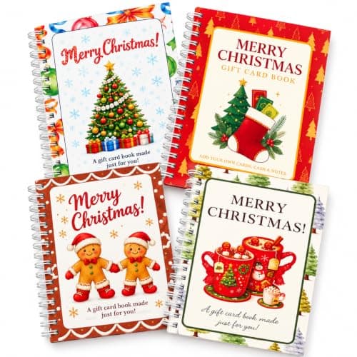 Christmas Gift Card Books, 4 Pack Spiral Bound Holiday Gift Card Holders — image 1