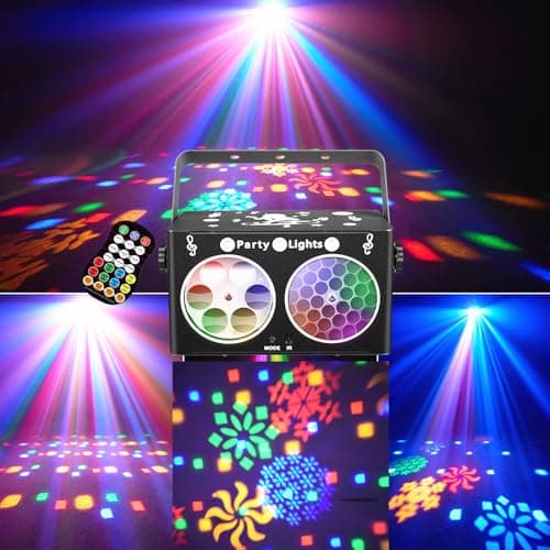 Party DJ Disco Light 3in1 projector Stage lighting remote control multi-mode voice control strobe effect projection light Family Party Bar Club KTV Karaoke Holiday Birthday Bash Party atmosphere light — image 1