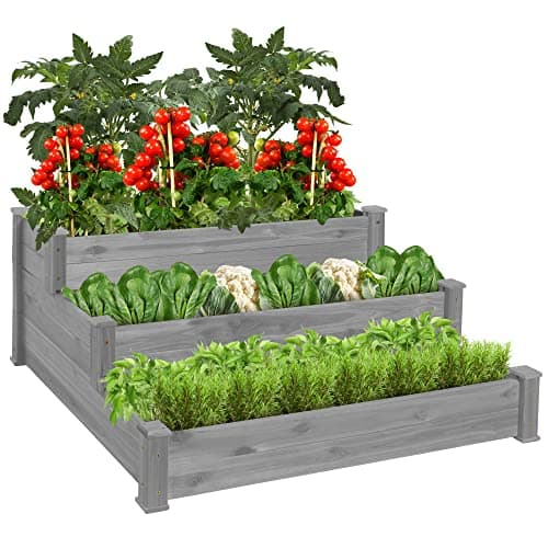 Best Choice Products 3-Tier Fir Wood Raised Garden Bed Planter Kit for Plants, Herbs, Vegetables, Outdoor Gardening w/Stackable & Flat Arrangement, Easy Assembly - Gray — image 1
