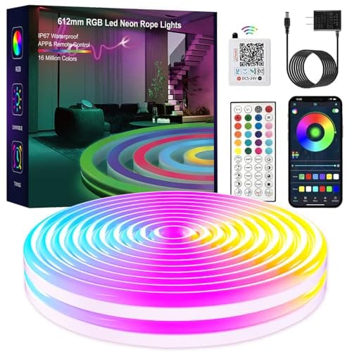 YILINM Neon RGB Rope Lights,IP67 Waterproof,Flexible Led Rope Lights,Control with App/Remote,Music Sync,for Gaming Room Living Bedroom Wall Decor (20FT) — image 1