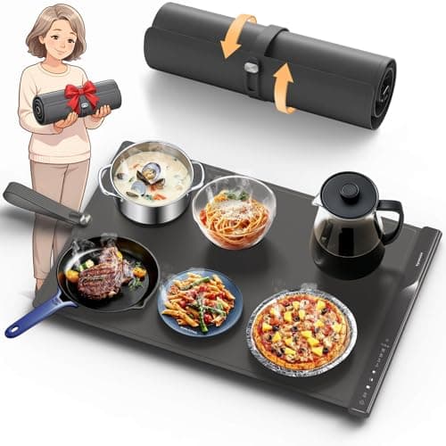 Food Warming Mat with Dual Heating Zones, 4 Temp Settings, Silicone Easy-Clean, Auto Shut-Off, Timer, Child Lock, Portable for Buffet, Party & Travel, 350W, 120V(AC), (Gray, Large) — image 1