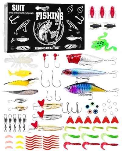 UCEC Fishing Lures Tackle Box with Tackle Included, Fishing Kit with VIBs, Minnows, Frogs, Soft Baits & Hooks, Freshwater Lure Kit for Bass Walleye Trout, Mens Fishing Gifts, Ideal for Father's Day — image 1