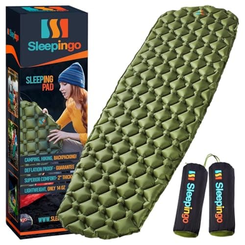 Sleepingo Light Weight Sleeping Mat for Camping - Ultralight Backpacking Sleeping Pad - Inflatable, Compact Sleep Pad for Hiking and Travel - Portable Backpacker Sleep Mat - Pack of 2-73.5" x 21.5"