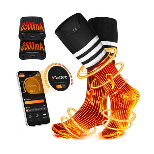 CHOVE Heated Socks for Men Women, 8500mAh*2 Rechargeable Batteries | Electric Heated Socks, APP Control Up to 15H Warmth Thermal Socks Smart Foot Warmer for Winter Hunting Skiing Hiking Camping — image 1