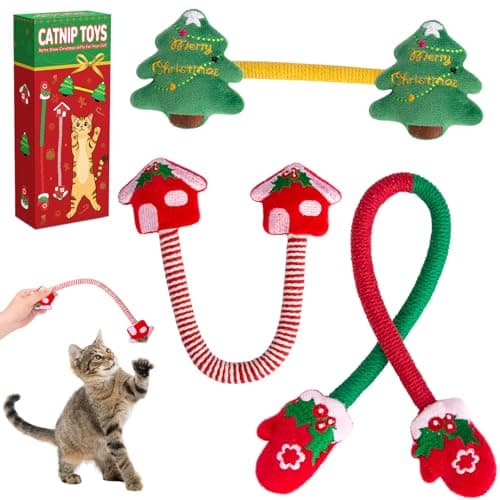 Retro Shaw Cat Chew Ropes 3PCS, Kitten Teething Toys for Indoor Cats, Natural Catnip Kicker Toys for Boredom Relief, Handmade Catnip Toys for Dental Health, Gift for Kitty — image 1