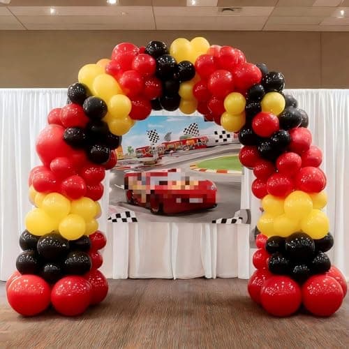 Race Car Balloon Garland Arch Kit 155Pcs Red Black Yellow Latex Balloons for Race Car 2 Fast Theme Birthday Party Decorations — image 1